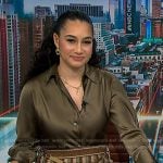 Morgan’s green blouse and striped skirt on NBC News Daily