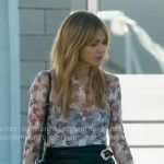 Morgan's white floral mesh top and leather wrap skirt on High Potential