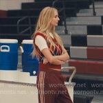 Morgan’s red argyle vest and side stripe pants on Nobody Wants This