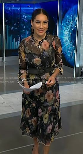 Morgan's black floral chiffon dress on NBC News Daily