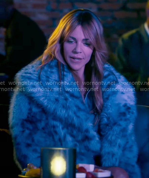 Morgan's blue fur jacket on High Potential