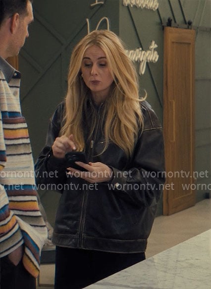 Morgan's brown oversized leather jacket on Nobody Wants This