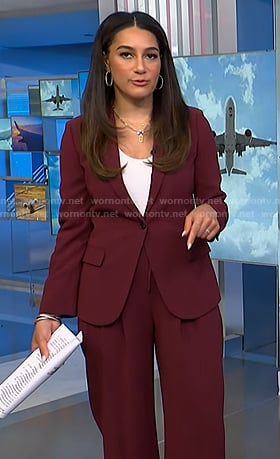 Morgan's burgundy blazer and drawstring pants on NBC News Daily