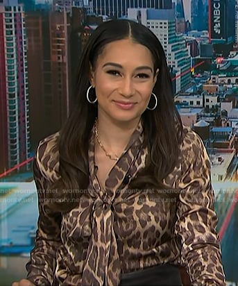 Morgan’s leopard tie neck blouse on NBC News Daily