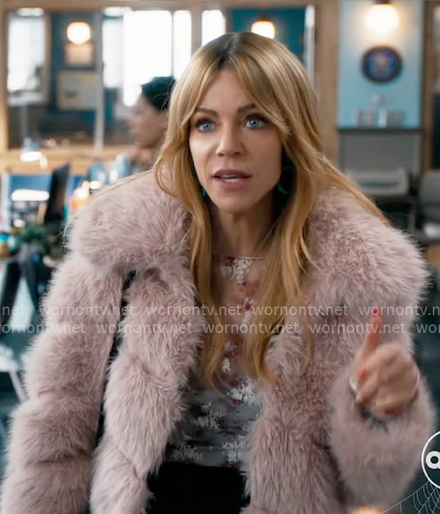 Morgan's pink fur jacket on High Potential
