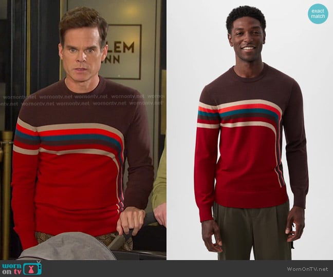 Mr Turk Rowan Crewneck Sweater in Merino Wool worn by Leo Stark (Greg Rikaart) on Days of our Lives