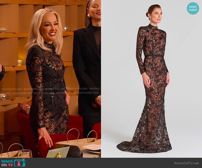 Nadine Merabi Gabriella Dress in Black worn by Mary Fitzgerald on Selling Sunset