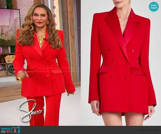 Nadine Merabi Monica Double Breasted Blazer Minidress worn by Tina Knowles on Sherri