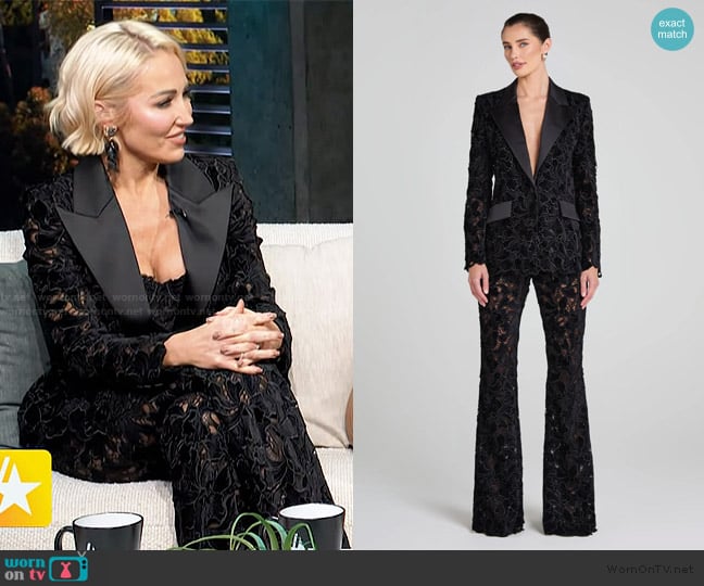 Nadine Merabi Valia Black Blazer worn by Mary Bonnet on Access Hollywood