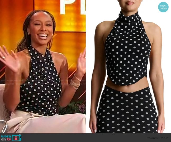 Naked Wardrobe Polka Dot Halter Crop Top worn by Keri Hilson on Sherri
