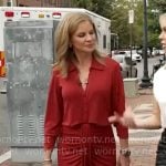 Natalie Morales’ red draped front dress on CBS Mornings