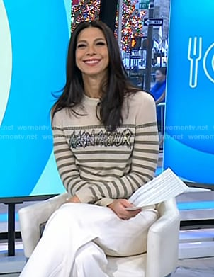 Natalie's beige striped sweater on Today