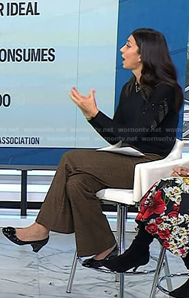 Natalie’s black sweater and brown plaid pants on Today