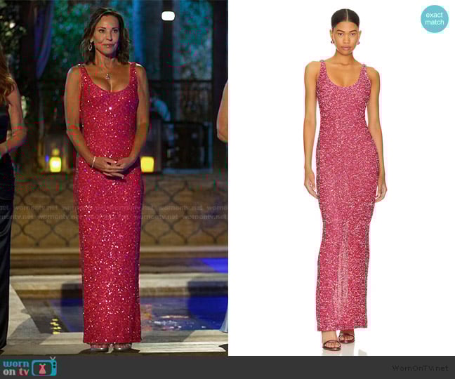 NBD Janhvi Maxi Dress worn by Debbie Siebers on The Golden Bachelor