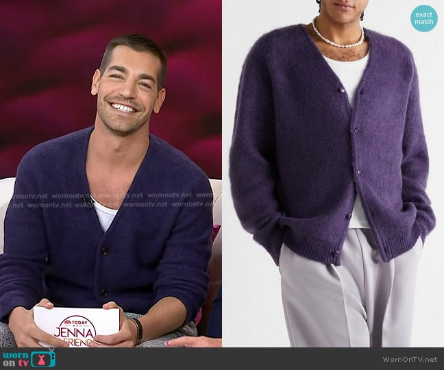 Needles Mohair-Blend Cardigan in Purple worn by Matt Rogers on Today