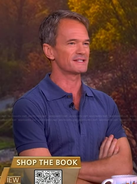 Neil Patrick Harris’s blue ribbed polo shirt on The View