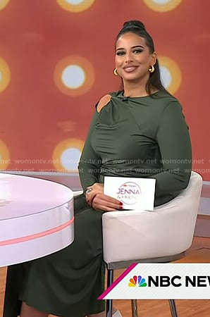 Nessa Diab's green long sleeve cutout dress on Today