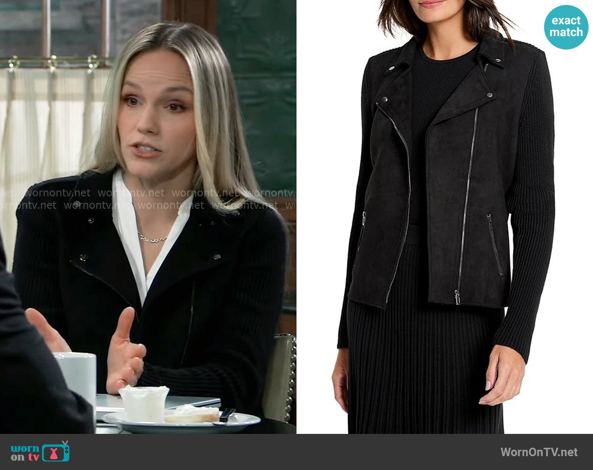 Nic + Zoe Mixed Media Moto Jacket worn by Lulu Spencer (Alexa Havins Bruening) on General Hospital