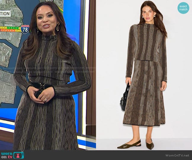 Nic + Zoe Ombre Pixel Knit Sweater and Skirt worn by Adelle Caballero on Today