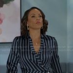 Nicole’s blue striped shirtdress on Beyond the Gates
