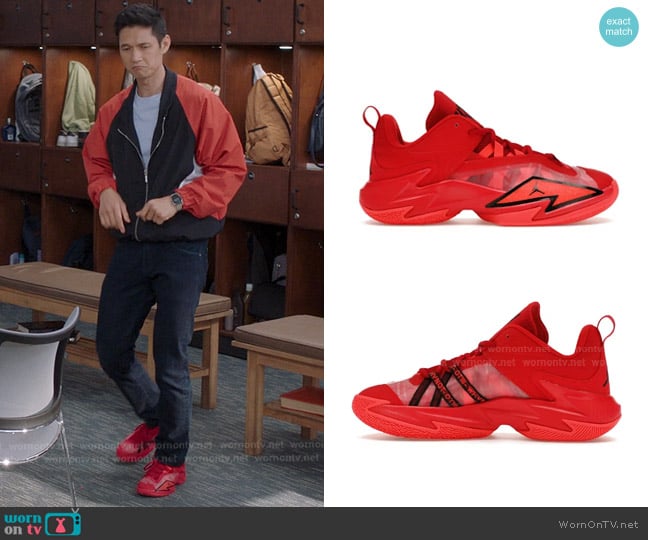 Nike Jordan One Take 3 Sneakers in university red worn by Benson Kwan (Harry Shum Jr.) on Greys Anatomy