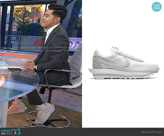 Nike x Sacai LDWaffle Sneakers in White Nylon worn by Brian Cheung on Today