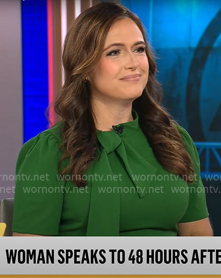 Nikki Battiste’s green tie-neck dress on CBS Mornings