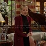 Nikki’s burgundy cardigan on The Young and the Restless