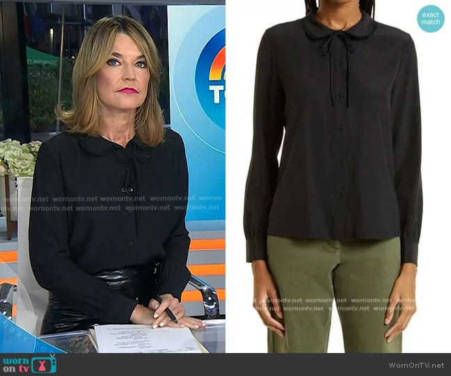 Nili Lotan Monet Tie Neck Silk Blouse worn by Savannah Guthrie on Today