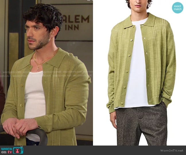 NN07 Thor Pattern Polo Sweater worn by Javi Hernandez (Al Calderon) on Days of our Lives