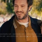 Noah’s mustard polo sweater with striped collar on Nobody Wants This