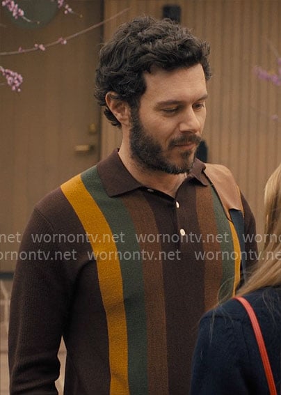 Noah's brown striped polo sweater on Nobody Wants This