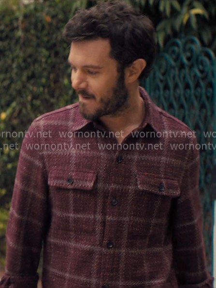Noah's burgundy checked shirt on Nobody Wants This