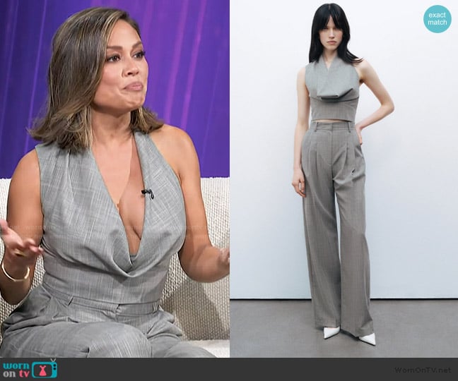 Nocturne Draped Neckline Blouse worn by Vanessa Lachey on Access Hollywood
