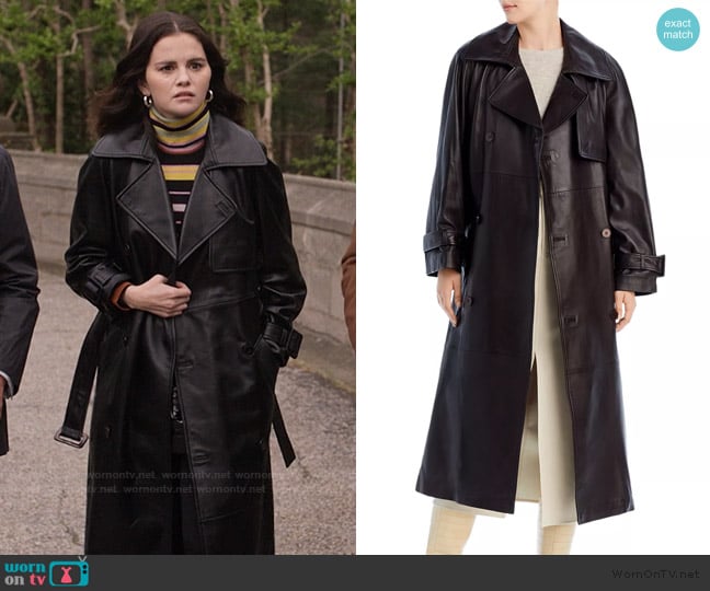 Nour Hammour Henri Belted Leather Trench Coat worn by Mabel Mora (Selena Gomez) on Only Murders in the Building