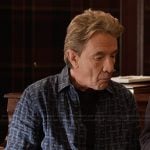 Oliver’s blue printed shirt on Only Murders in the Building
