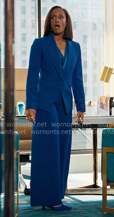 Olympia's blue wide-leg suit on Matlock