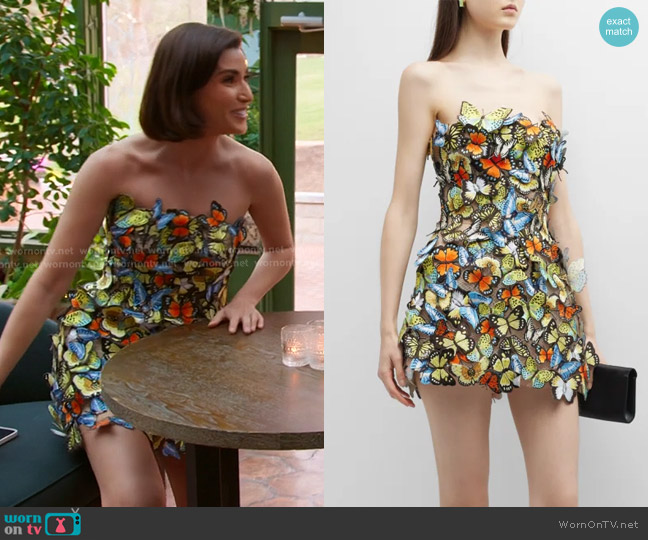Oscar de la Renta Butterfly Embroidered Mini Dress worn by Bronwyn Newport on The Real Housewives of Salt Lake City
