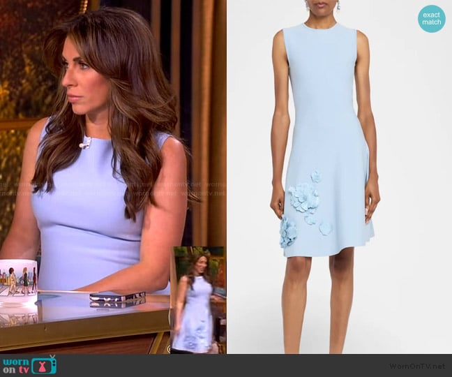 Oscar de la Renta Sequined Floral Applique Knit Dress worn by Alyssa Farah Griffin on The View