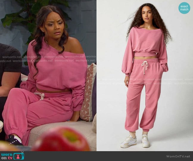 Out From Under Good Days Cropped Sweatshirt and Sweatpant worn by Chanel Dupree (Raven Bowens) on Days of our Lives