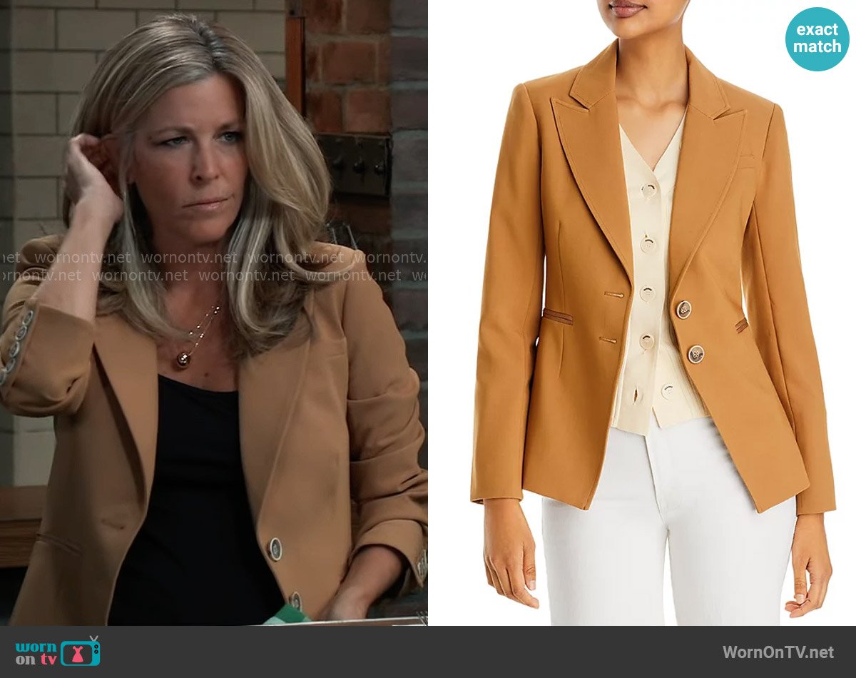 Paige Chelsee Blazer in Caramel worn by Carly Spencer (Laura Wright) on General Hospital