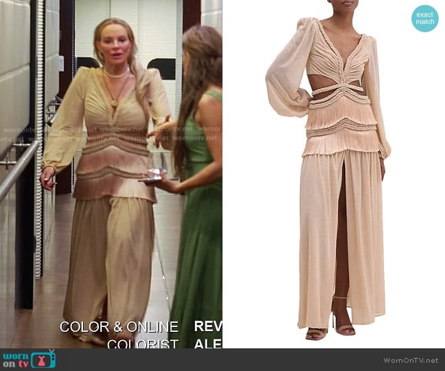 PatBO Rope Trim Fringe Trim Dress worn by Heather Gay on The Real Housewives of Salt Lake City