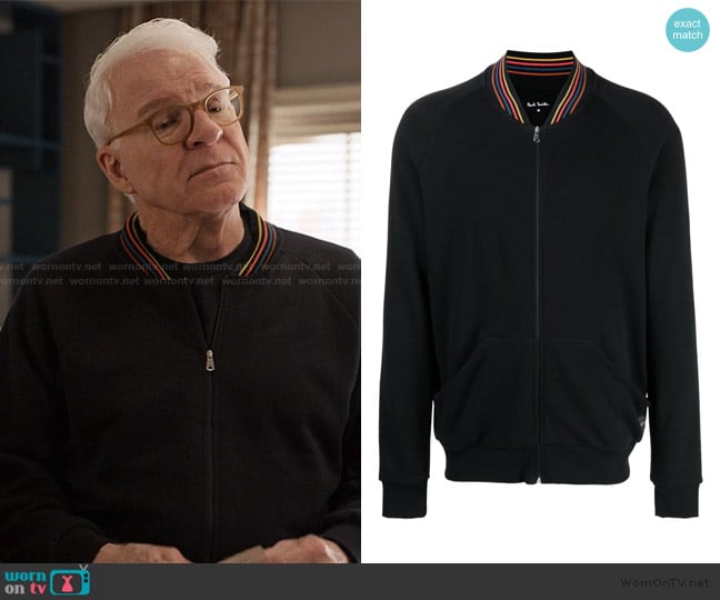 Paul Smith Striped-collar logo-patch jacket worn by Charles-Haden Savage (Steve Martin) on Only Murders in the Building