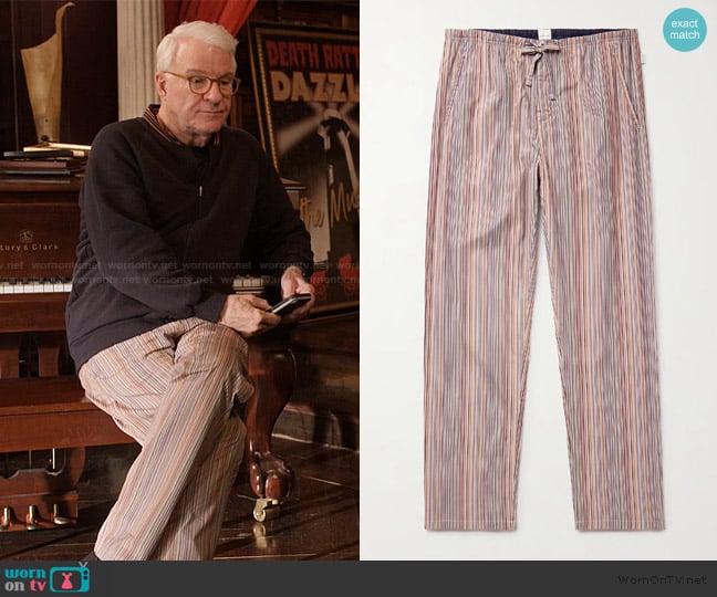 Paul Smith Striped Cotton Pyjama Trousers worn by Charles-Haden Savage (Steve Martin) on Only Murders in the Building
