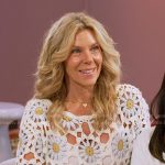 Peg’s white floral crchet top on The Golden Bachelor