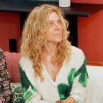 Peg’s white and green floral blouse on The Golden Bachelor