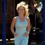 Peg’s blue metallic midi dress on The Golden Bachelor