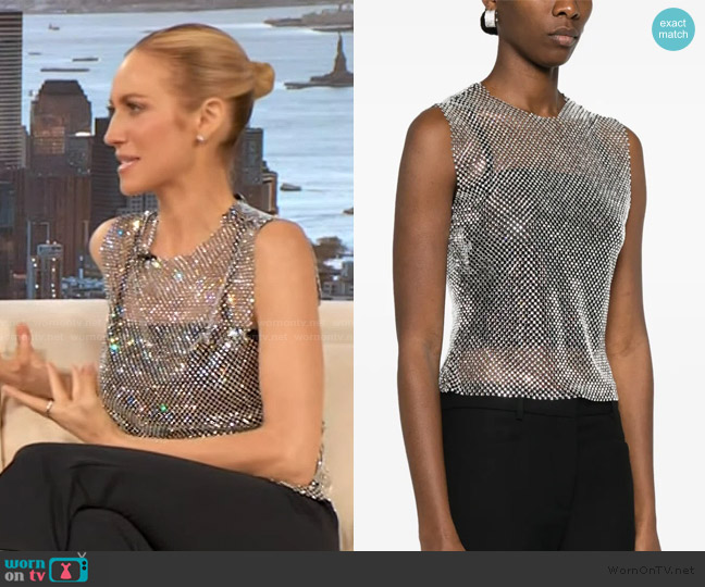 Philosophy Di Lorenzo Serafini rhinestone-embellished top worn by Brittany Snow on The Drew Barrymore Show