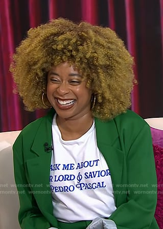 Phoebe Robinson’s white print tee on Today
