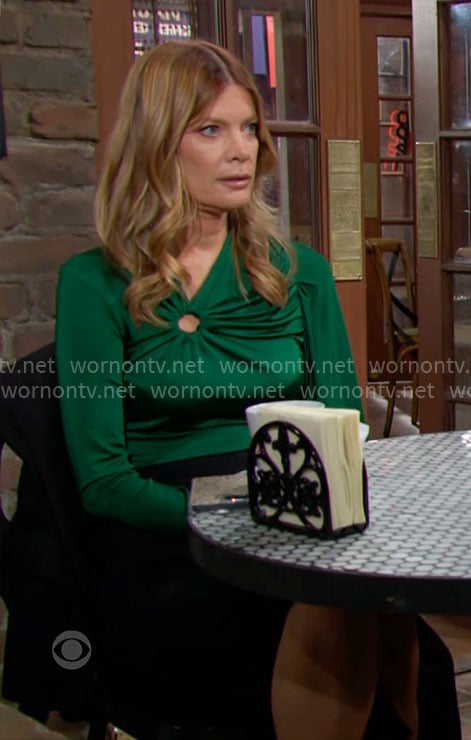 Phyllis’s green ring cutout top on The Young and the Restless